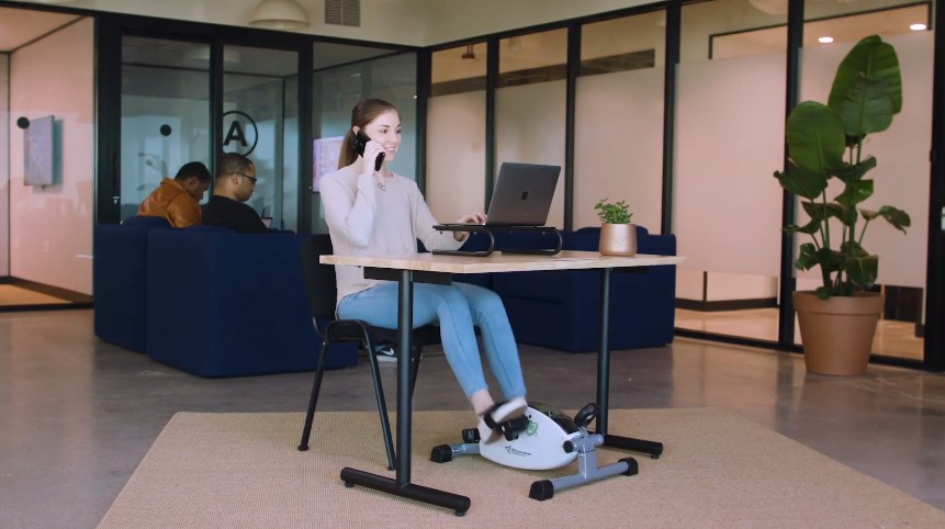 How does an under-desk bike work?